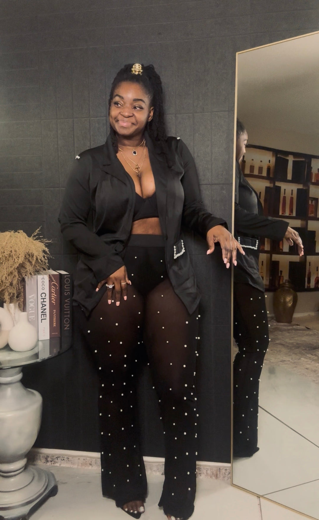 Fancy Me pearl see-through pants set(2 piece)