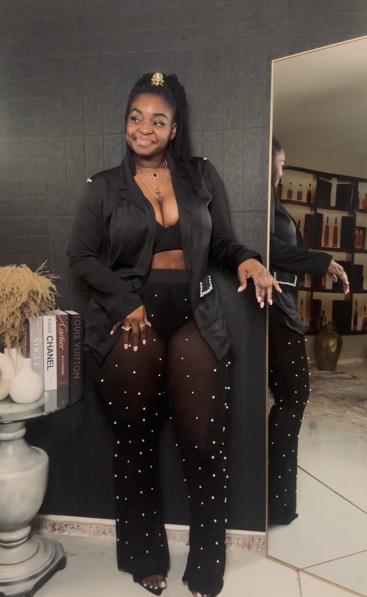 Fancy Me pearl see-through pants set(2 piece)