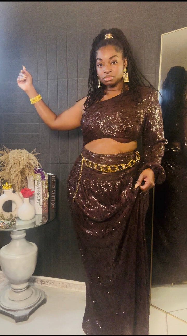 Royal Cocoa Sequin Dress