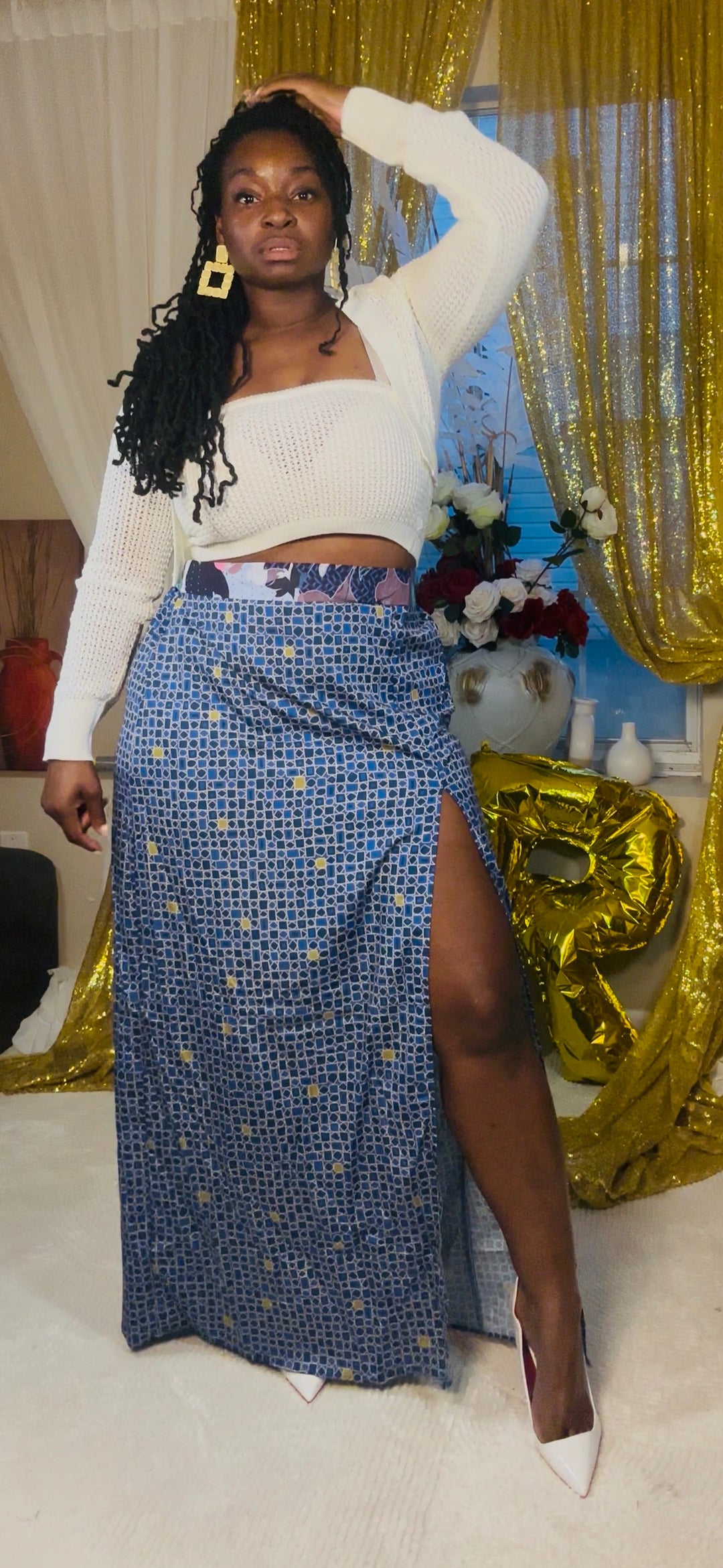 Midnight Mosaic Split Skirt