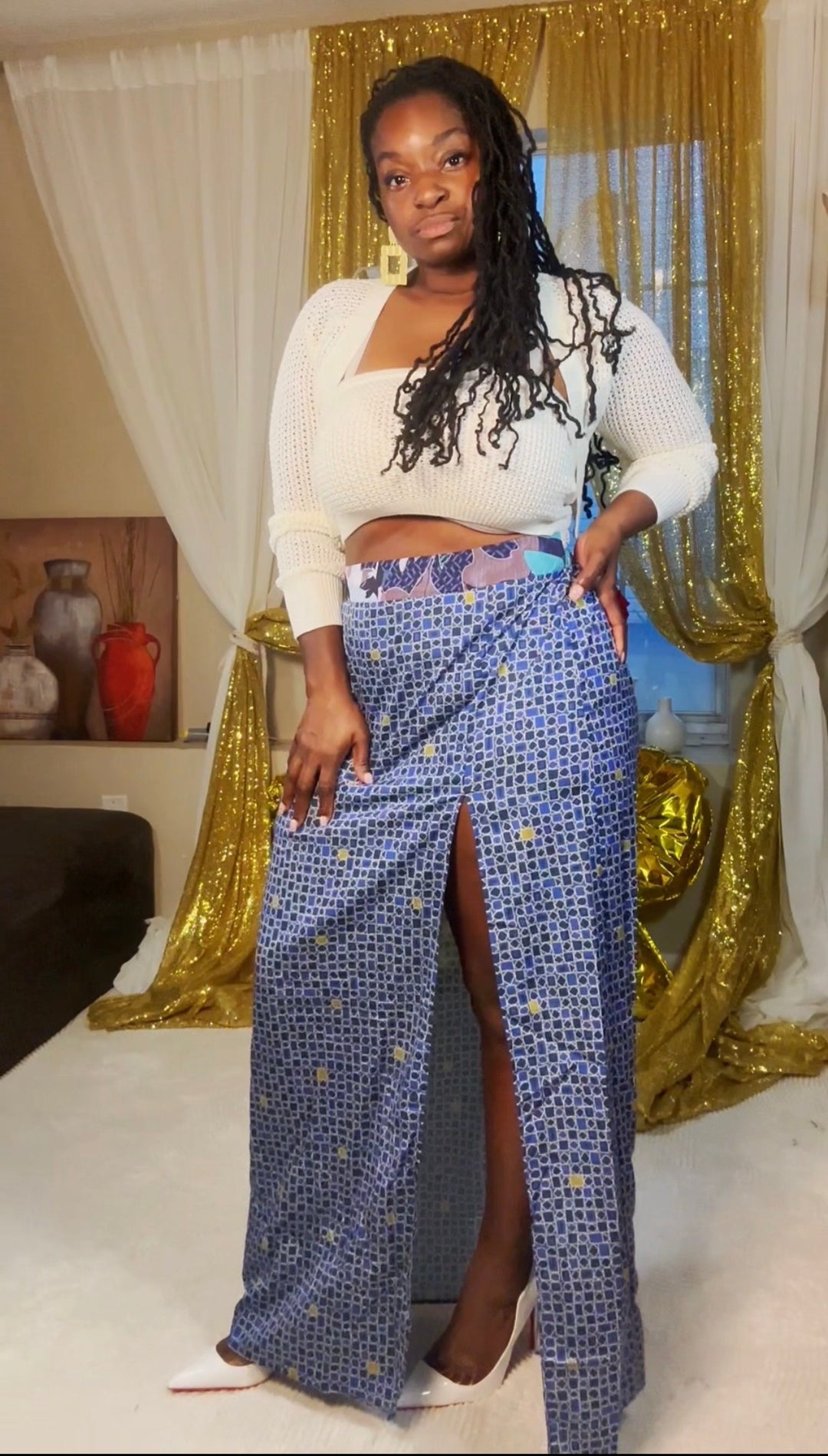 Midnight Mosaic Split Skirt