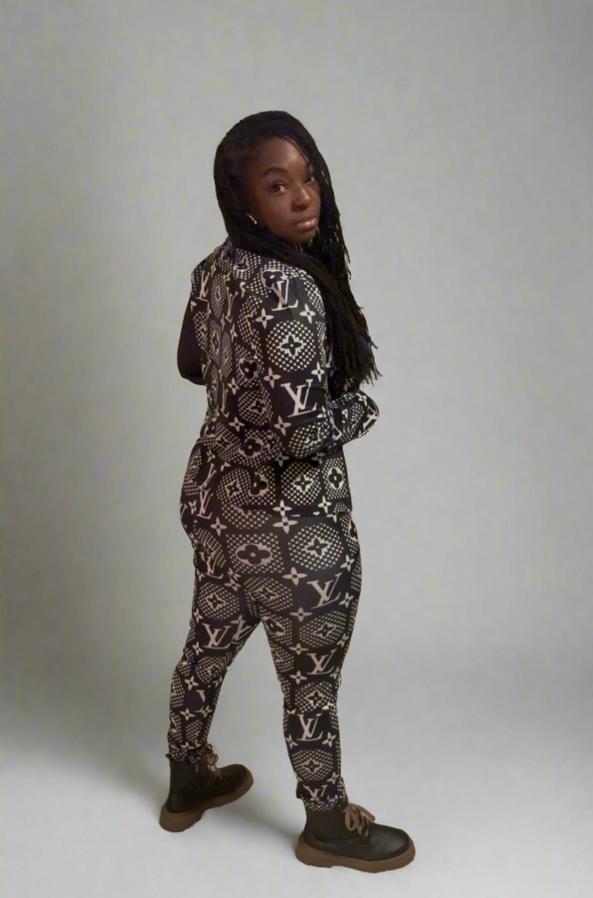 What’s Your Location  (2 piece white and black joggers