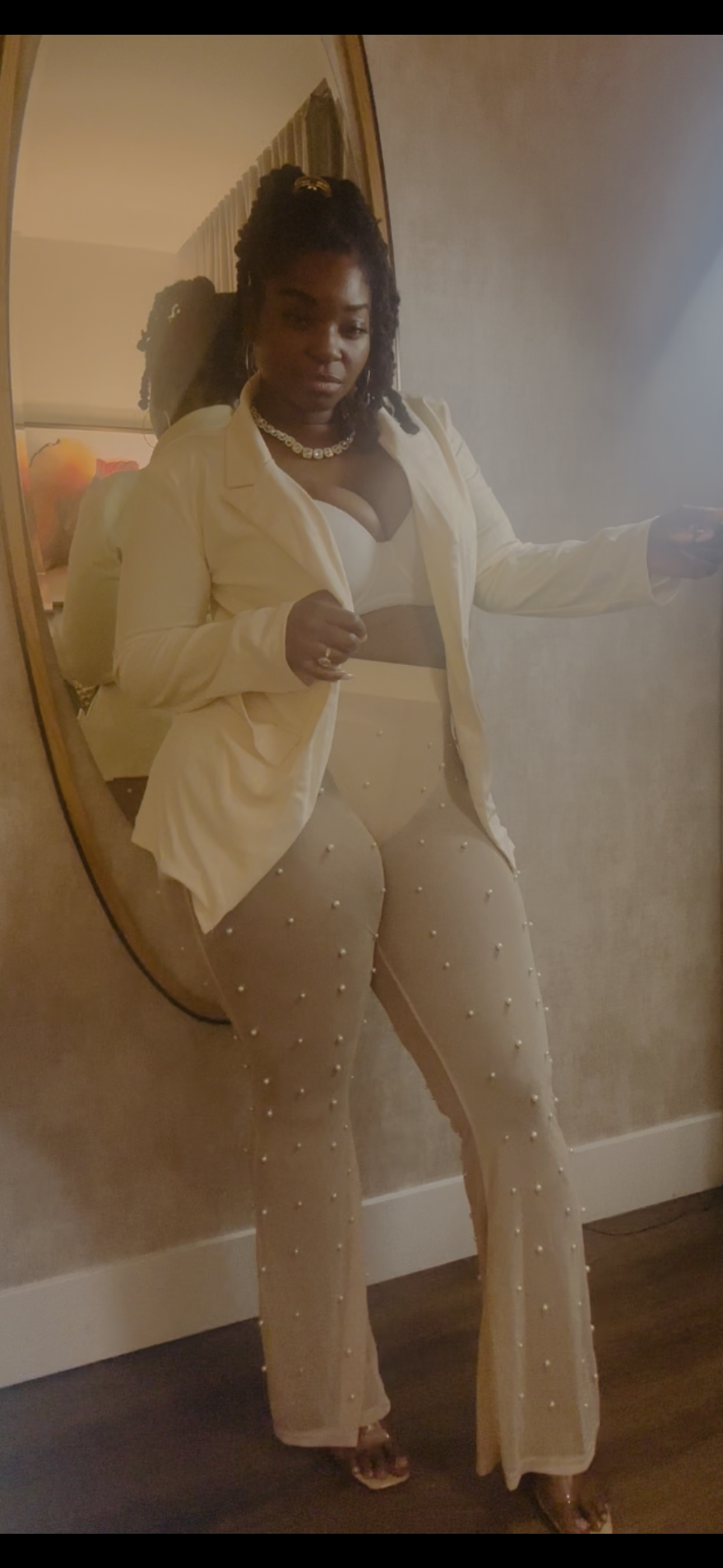 Fancy Me pearl see-through pants set(2 piece)