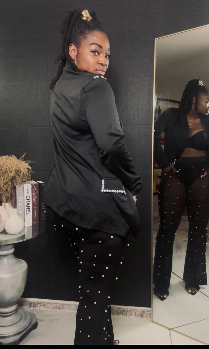 Fancy Me pearl see-through pants set(2 piece)