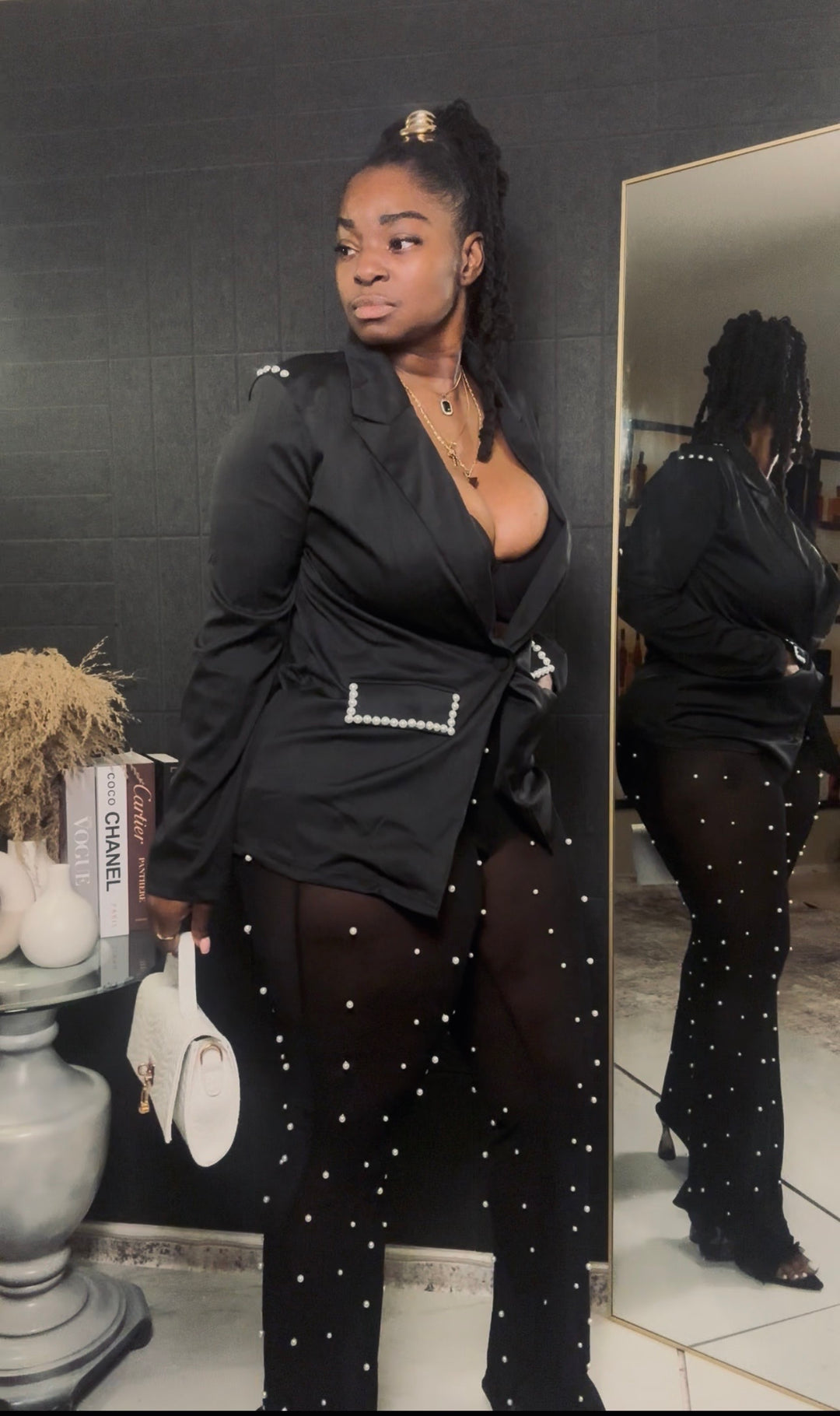 Fancy Me pearl see-through pants set(2 piece)