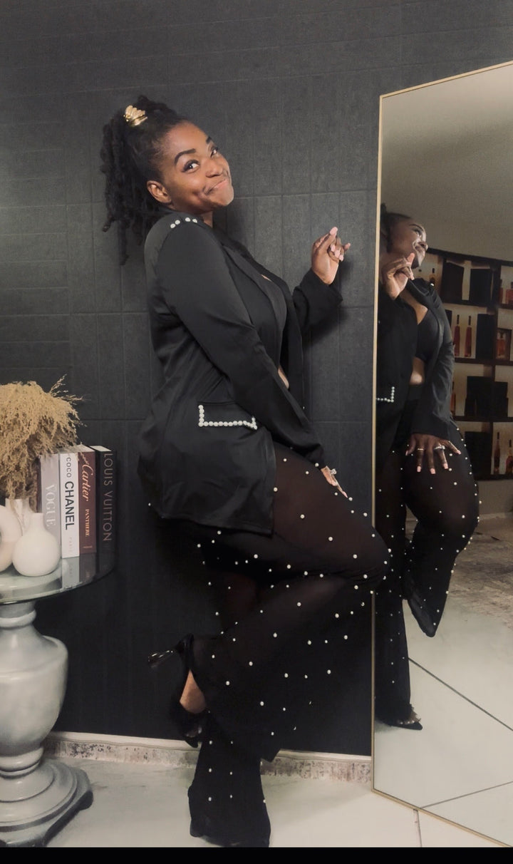 Fancy Me pearl see-through pants set(2 piece)