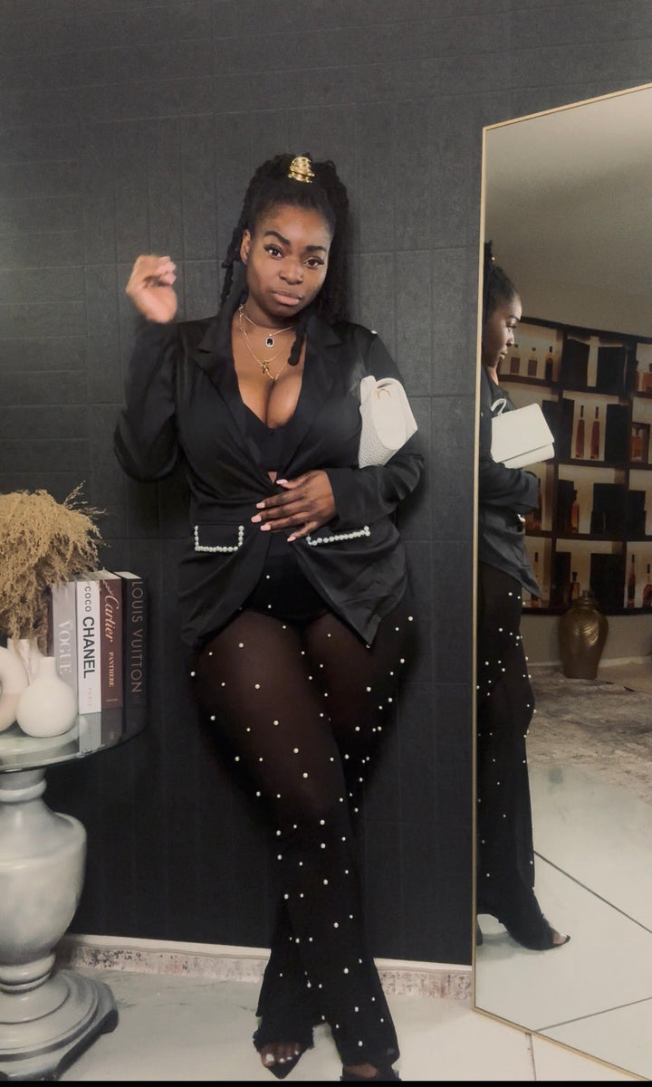 Fancy Me pearl see-through pants set(2 piece)