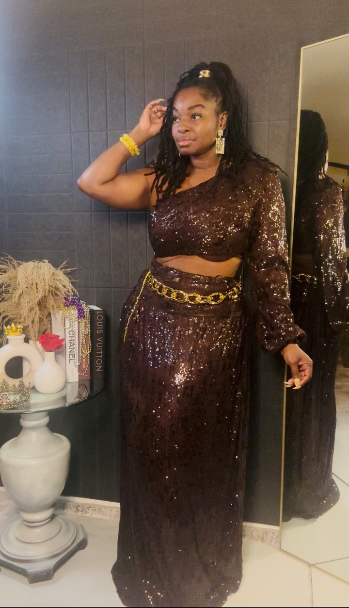 Royal Cocoa Sequin Dress