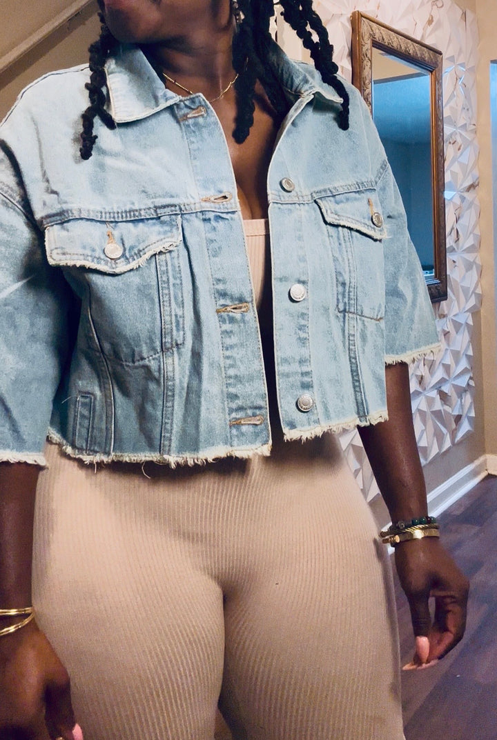 “Low-Key Luxe Denim Crop Jacket”