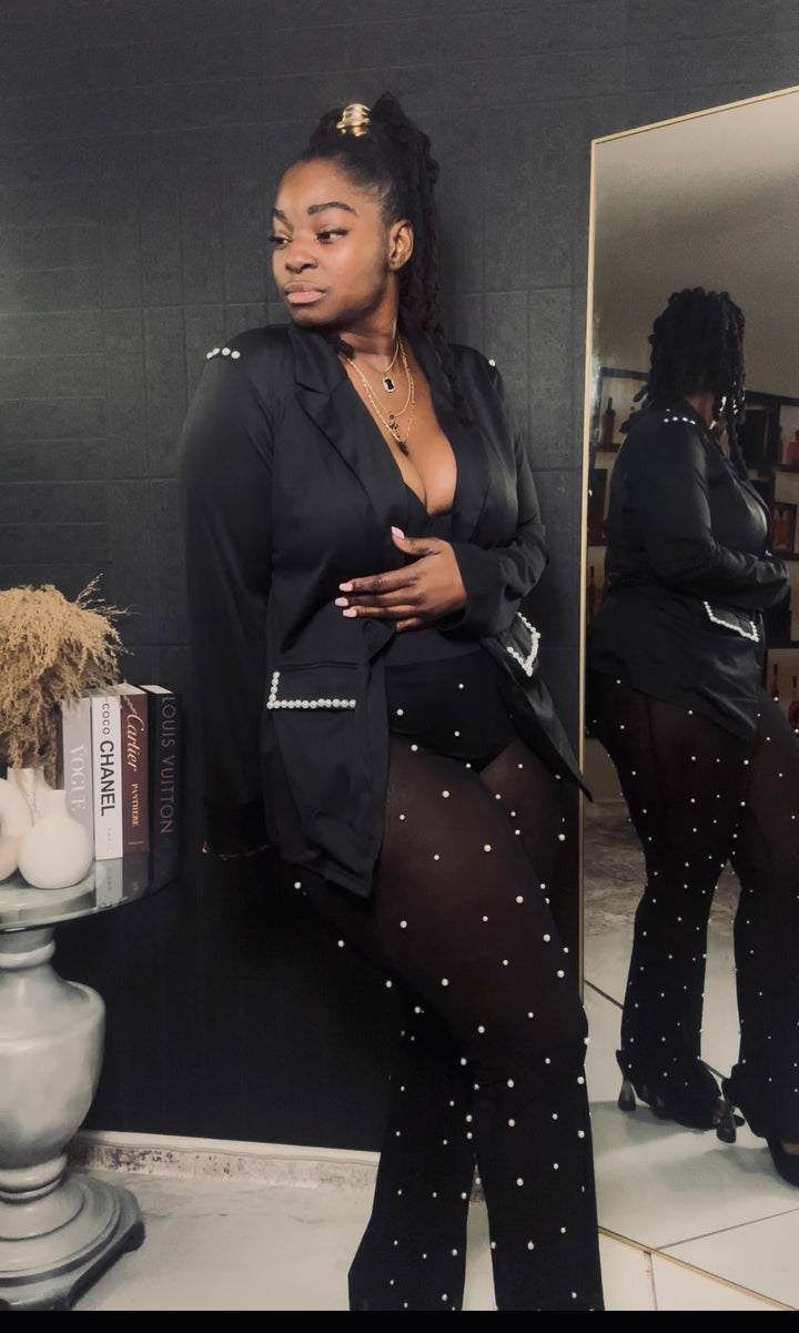 Fancy Me pearl see-through pants set(2 piece)