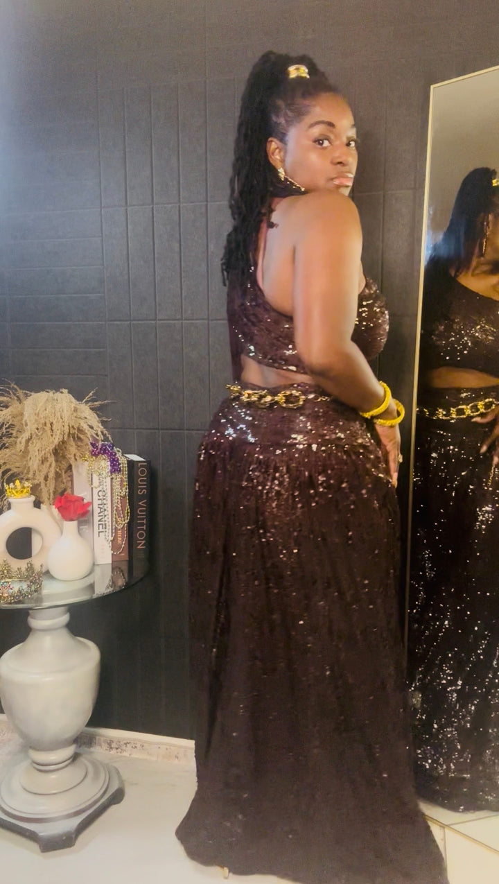 Royal Cocoa Sequin Dress