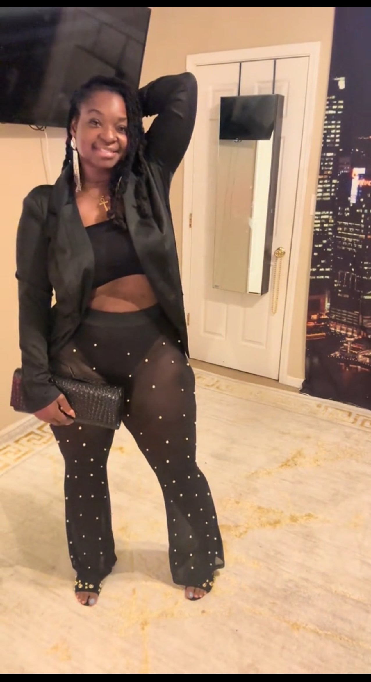 Fancy Me pearl see-through pants set(2 piece)