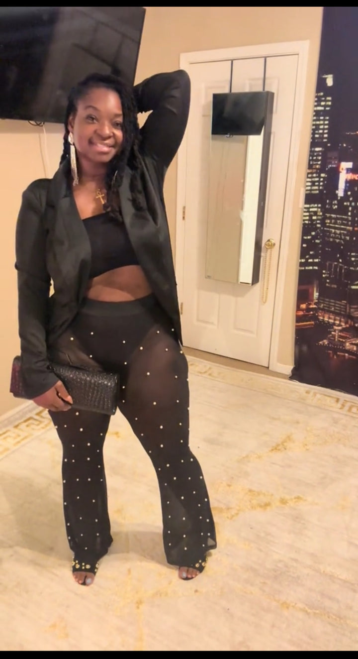 Fancy Me pearl see-through pants set(2 piece)