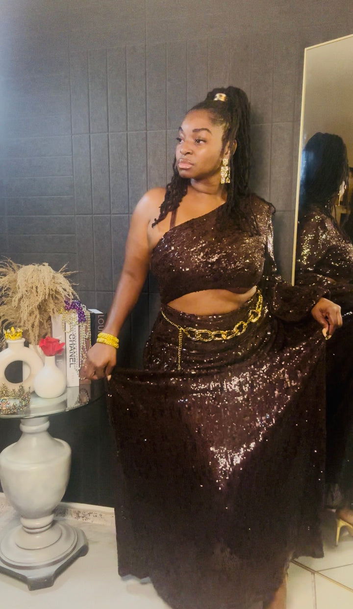 Royal Cocoa Sequin Dress