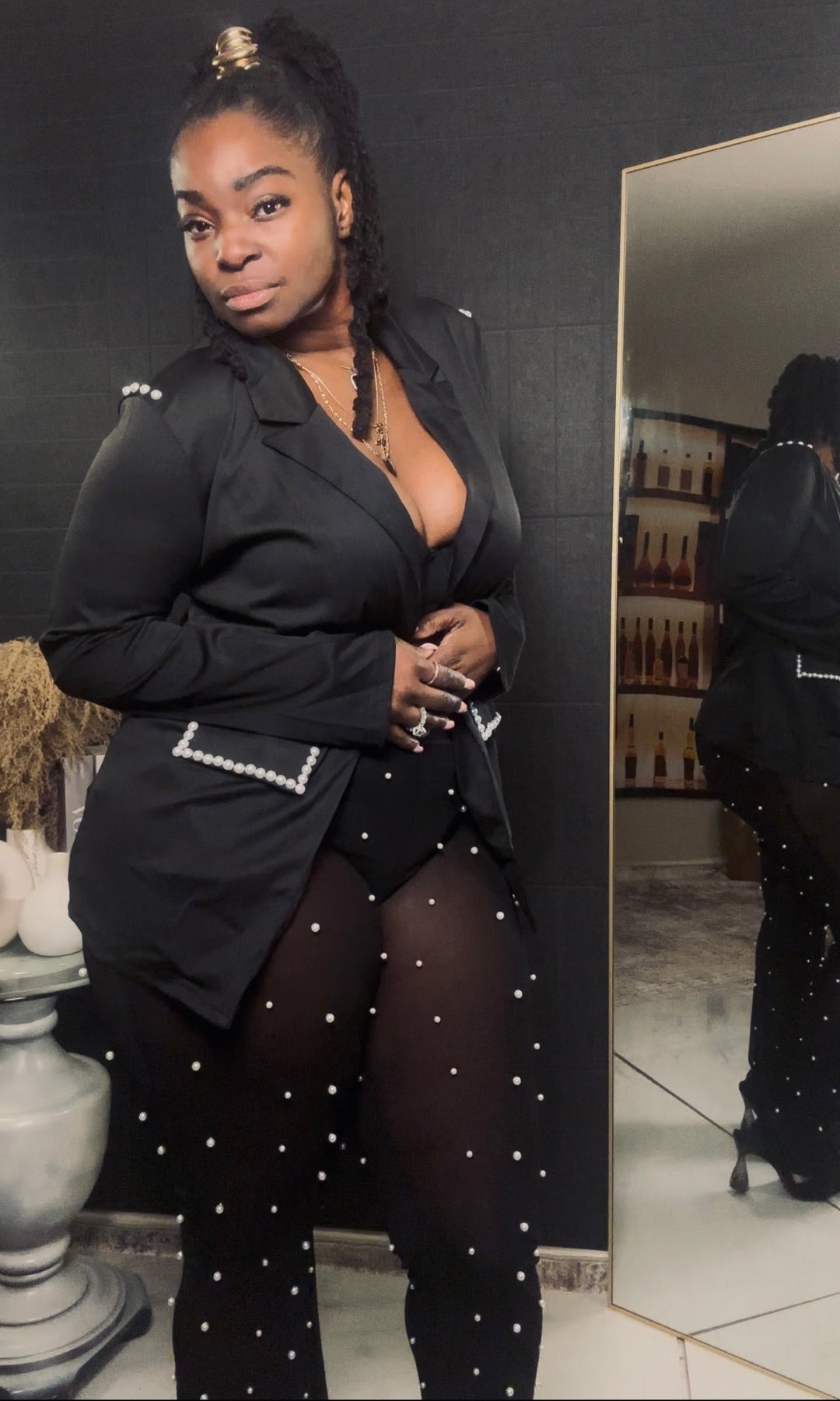 Fancy Me pearl see-through pants set(2 piece)