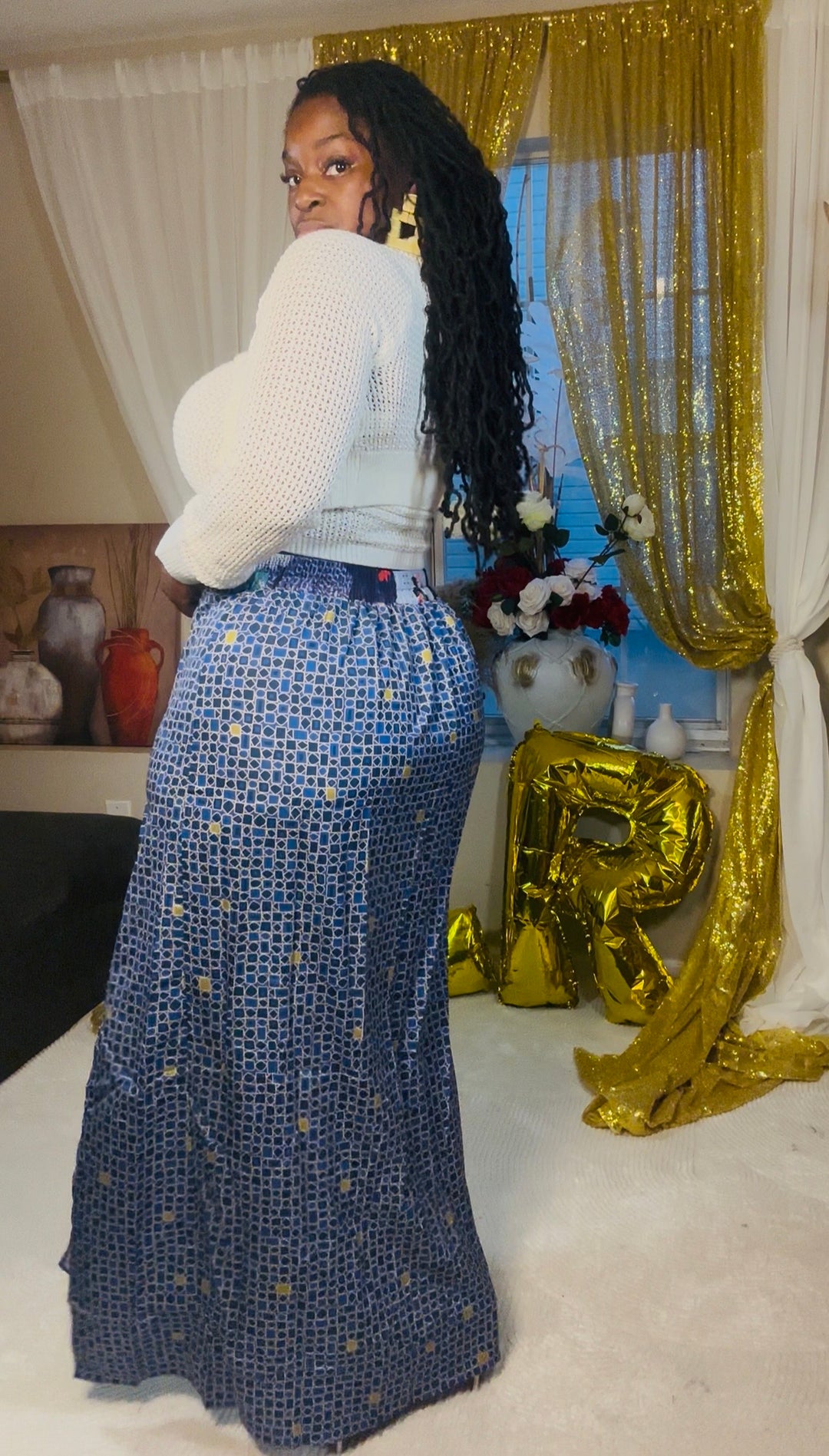 Midnight Mosaic Split Skirt