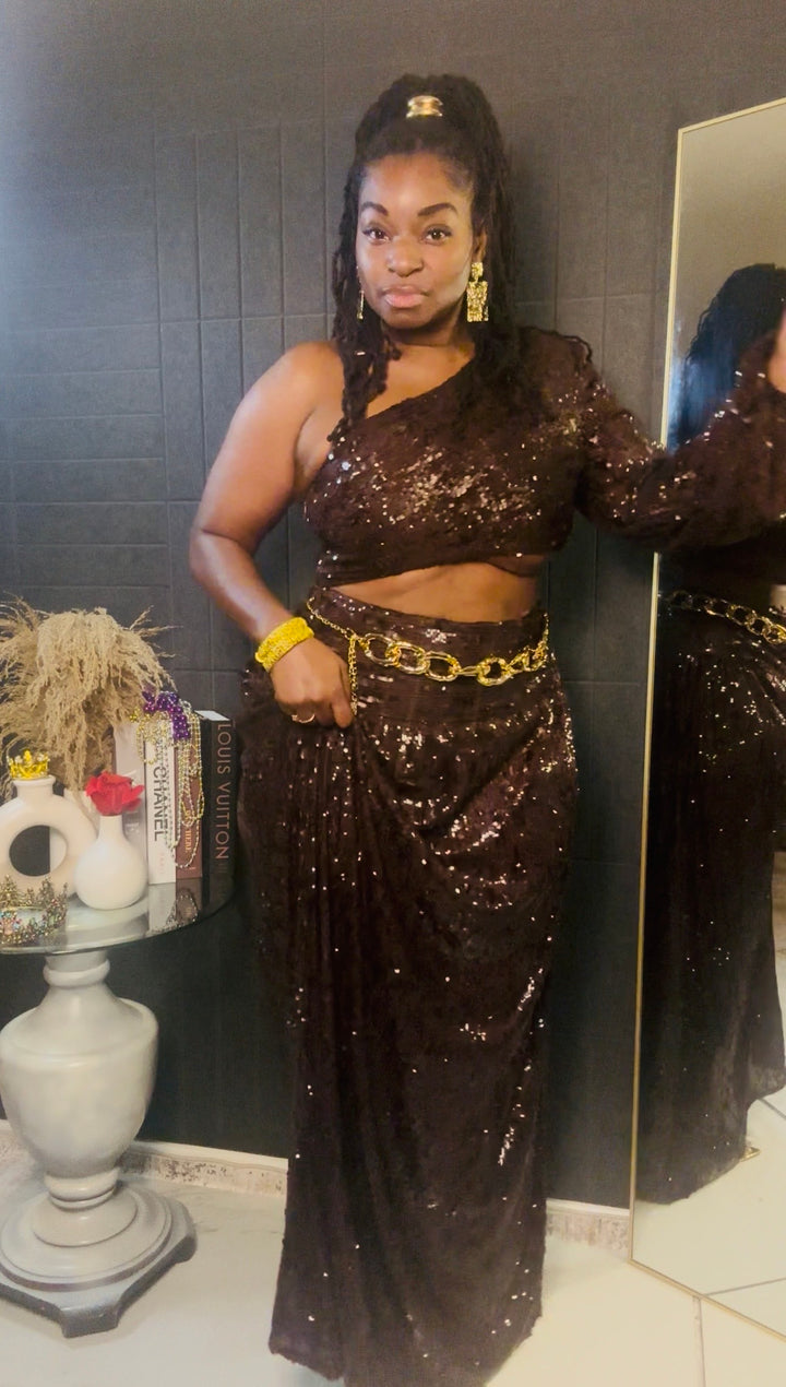 Royal Cocoa Sequin Dress