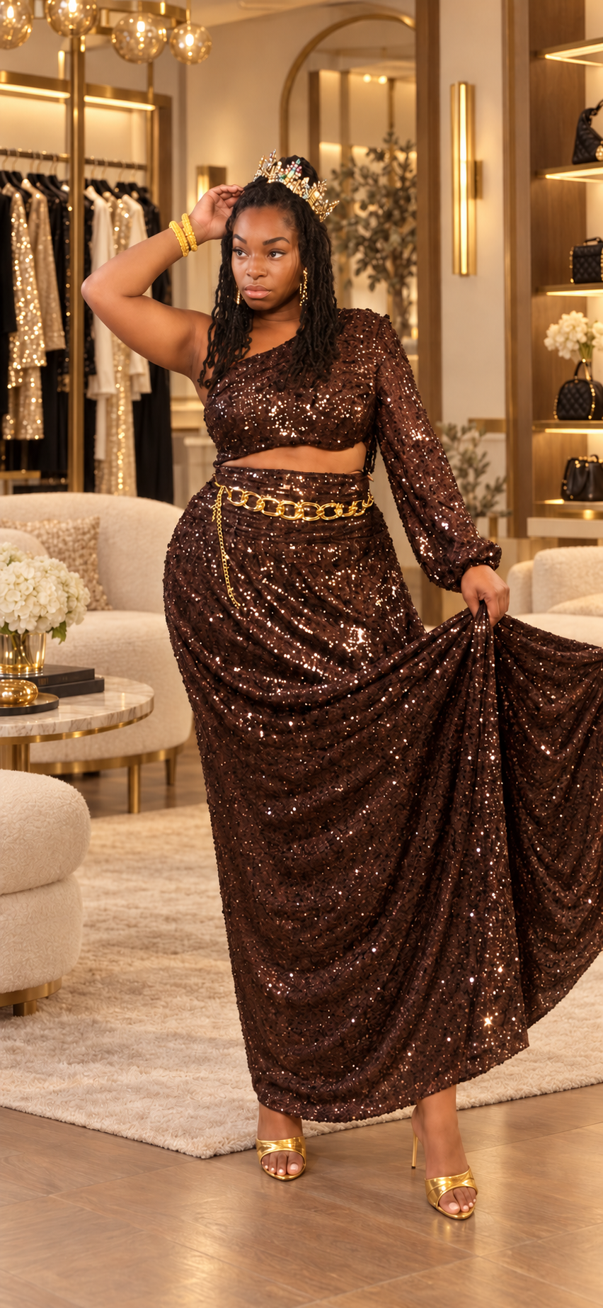 Royal Cocoa Sequin Dress