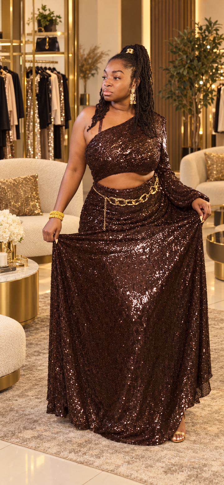 Royal Cocoa Sequin Dress