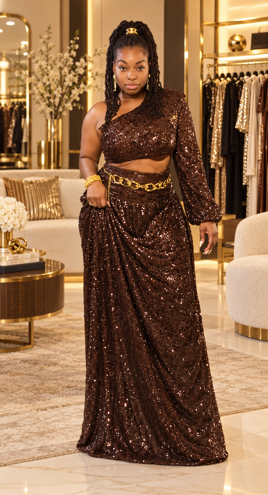 Royal Cocoa Sequin Dress