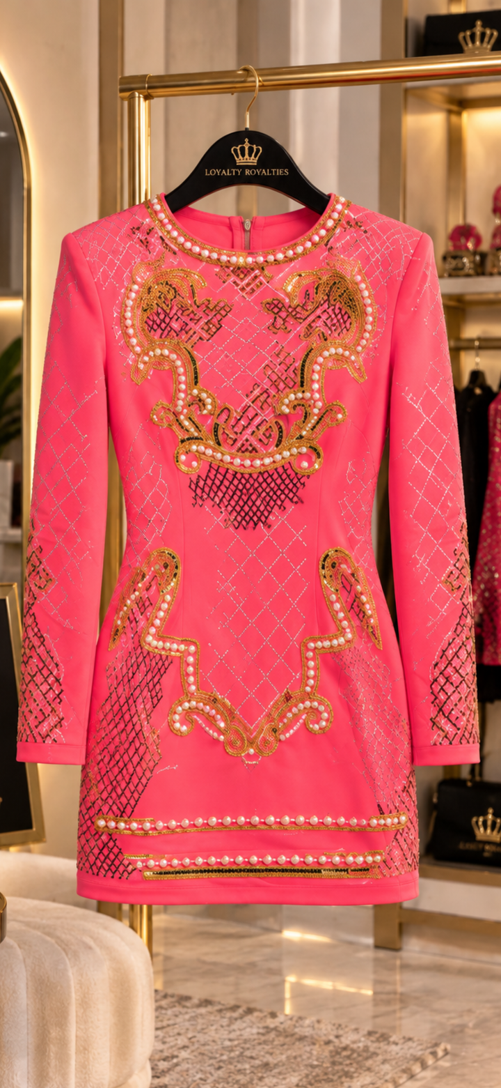 Pink Royalty Pearl Mini Dress