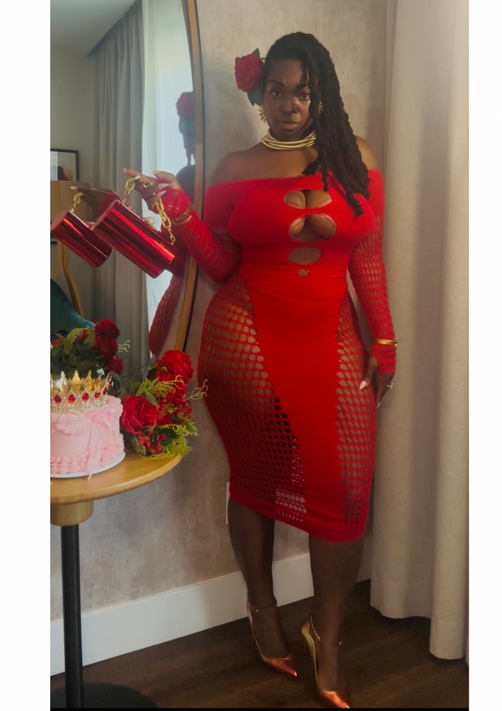 “Crimson Goddess Cutout Dress”